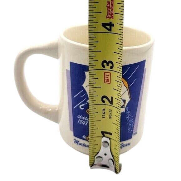 2/$15 Morton Salt Logo Mug 3.5" Girl Umbrella 1968 Yellow Advert Bryan China VTG - Picture 8 of 9